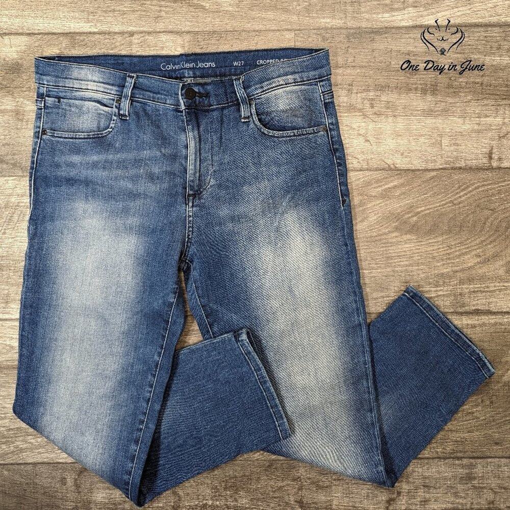 Calvin Klein Blue Washed Cropped Ankle Jeans